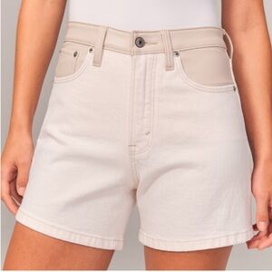 A&F The Dad High Rise Vegan Leather & Jean Shorts